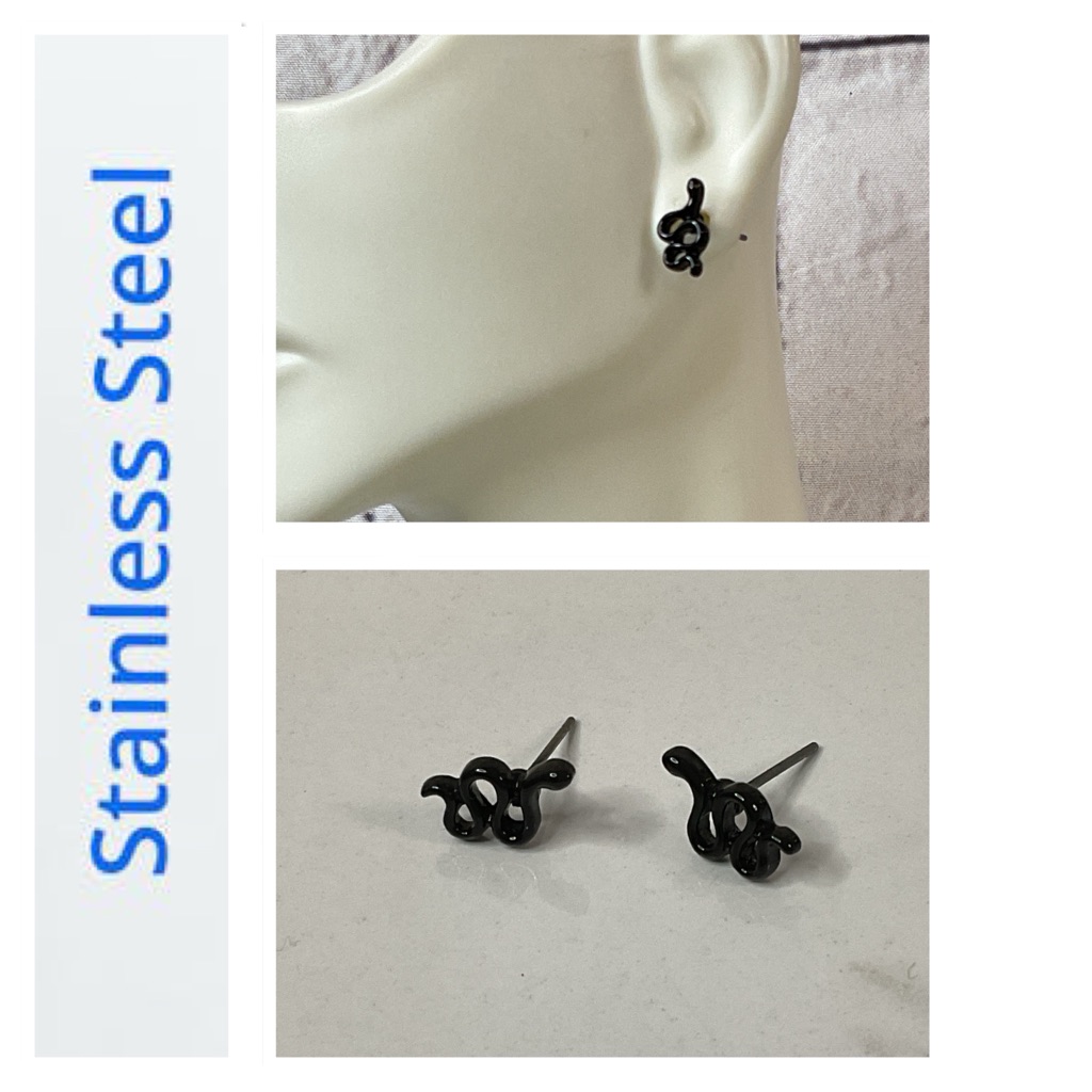 2/$20 Black Snake Stud Earrings